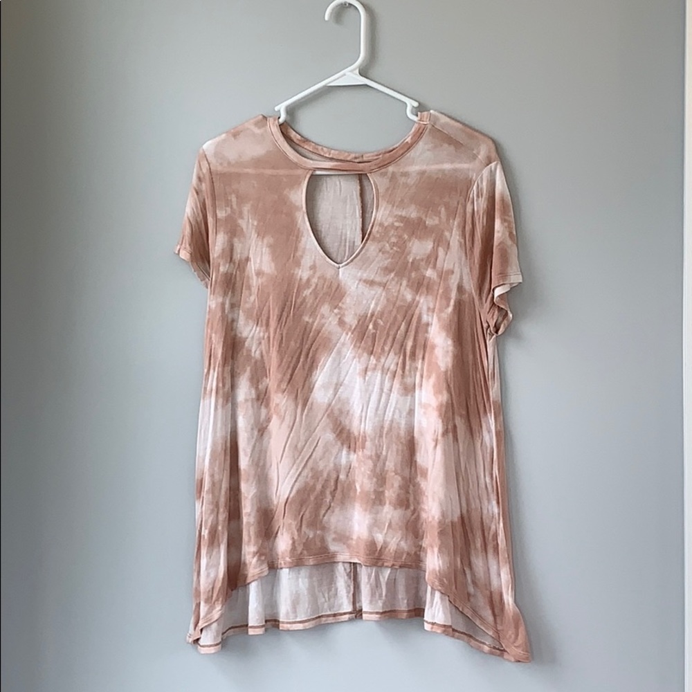 Pink and White Flowy Short Sleeve Shirt
